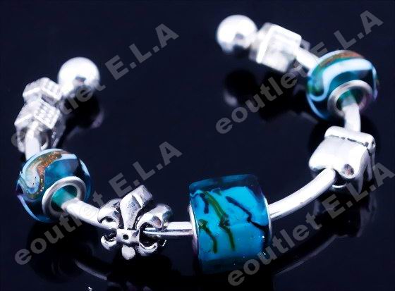 EUROPEAN CHARM CUFF BANGLE-GREEN N BLUE